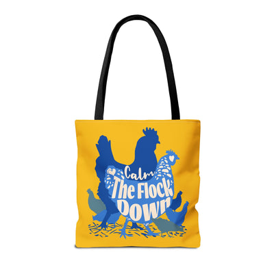 Calm the Flock Down Tote Bag | Fun Chicken Design for Farmers and Animal Lovers