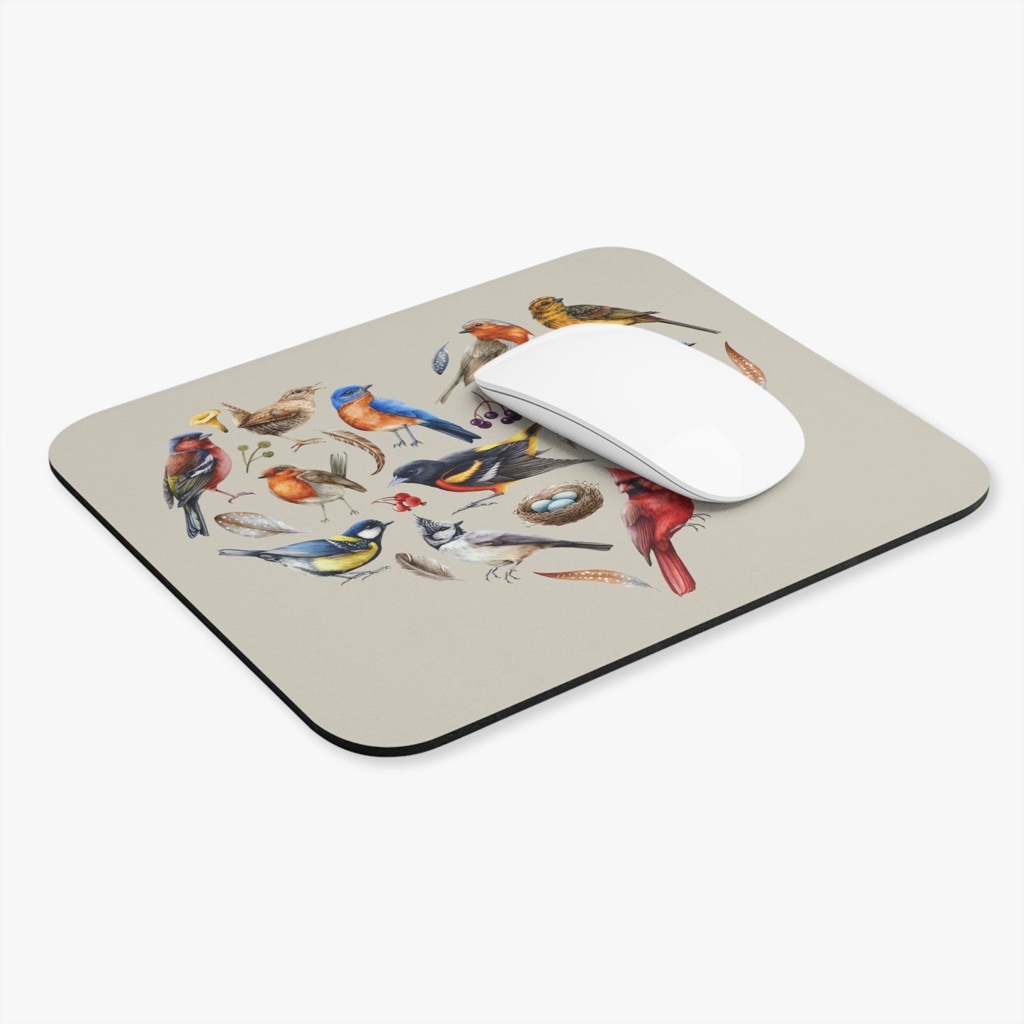 Bird Heart Mouse Pad Natural