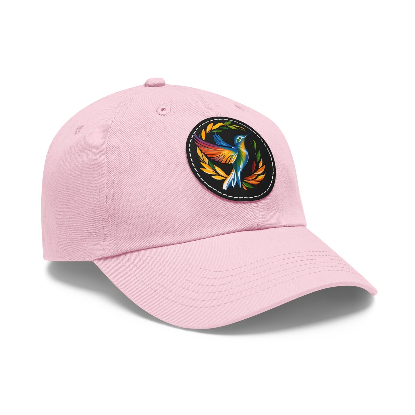 Hummingbird Rainbow Hat Leather Patch Cap