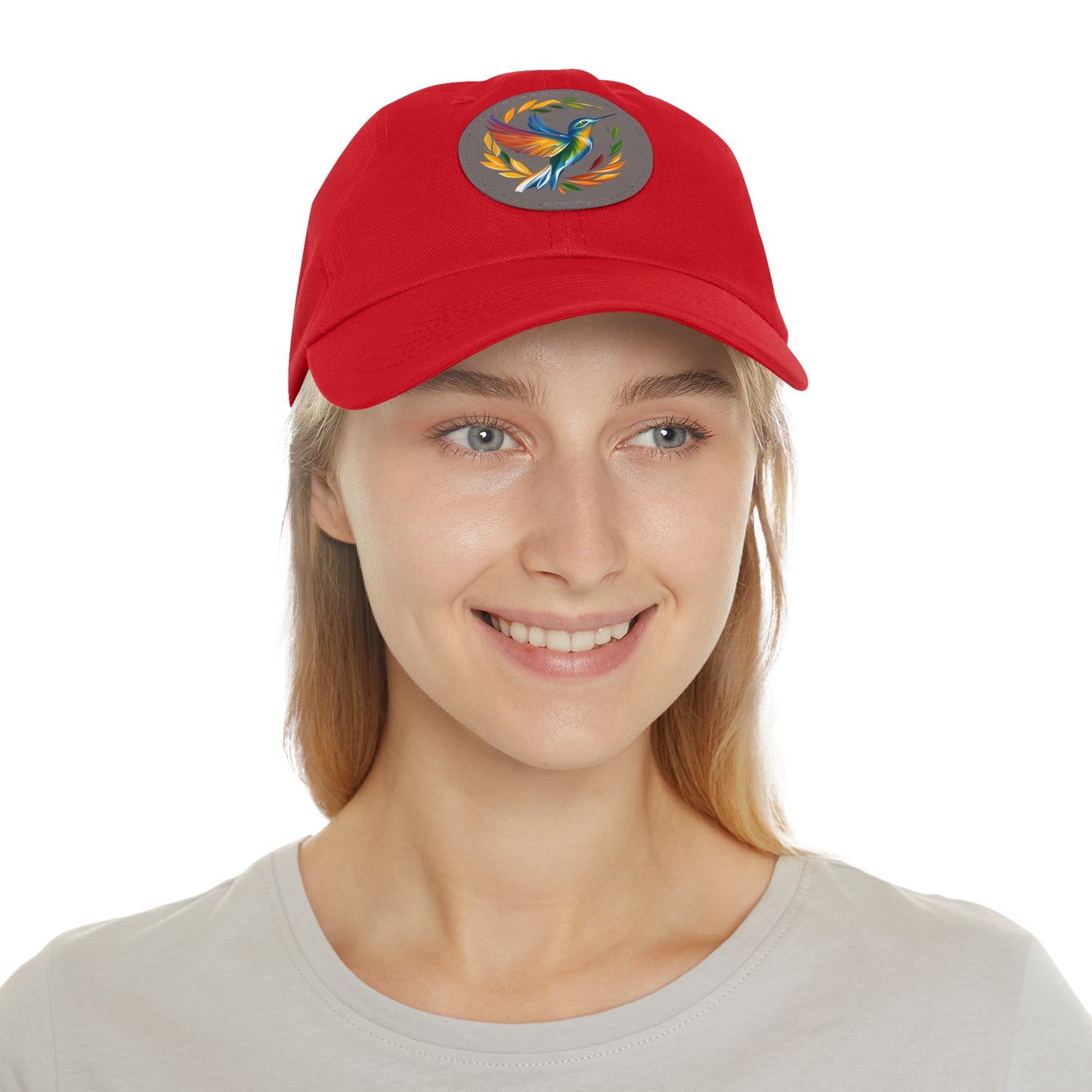 Hummingbird Rainbow Hat Leather Patch Cap