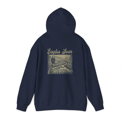 The Nerdy Birder - Eagle Soars Back Design Unisex Hoodie - Cozy Sweatshirt for Nature Lovers