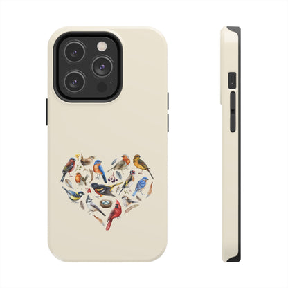 Bird Heart Tough Phone Cases - Cute Wildlife Design, Gift for Nature Enthusiasts, Durable Cases for Birdwatching