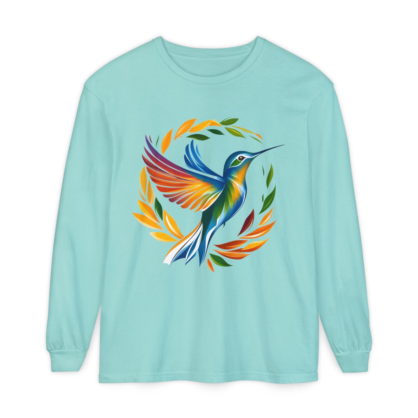 Hummingbird Rainbow Garment-dyed Long Sleeve T-Shirt