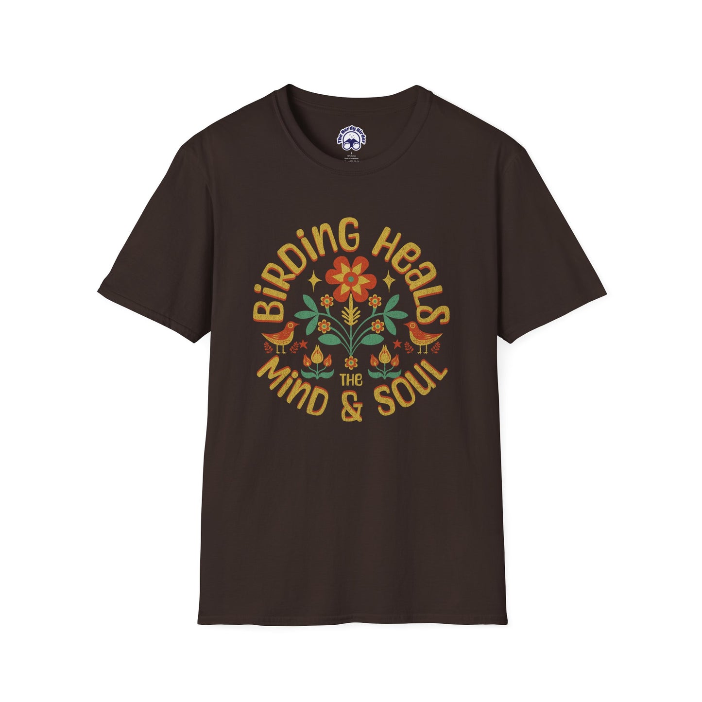 Birding Heals the Mind & Soul – Bird Lover Folk Art T-Shirt