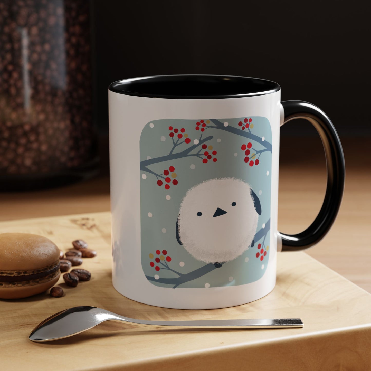 Cute Bird & Cherry Blossom Accent Coffee Mug - 11oz & 15oz
