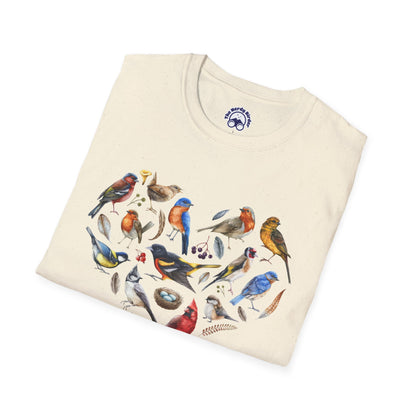 Bird Heart Unisex Softstyle T-Shirt - Heart Design