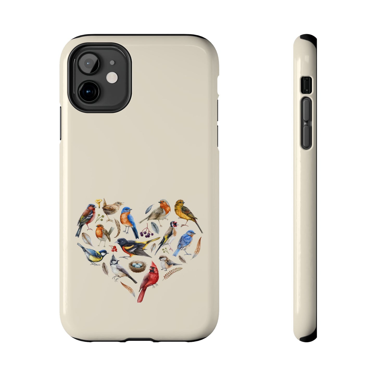 Bird Heart Tough Phone Cases - Cute Wildlife Design, Gift for Nature Enthusiasts, Durable Cases for Birdwatching