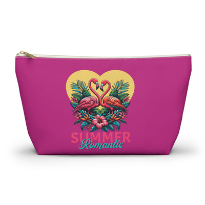 Romantic Summer Flamingo Accessory Pouch | Vibrant Floral Makeup Bag