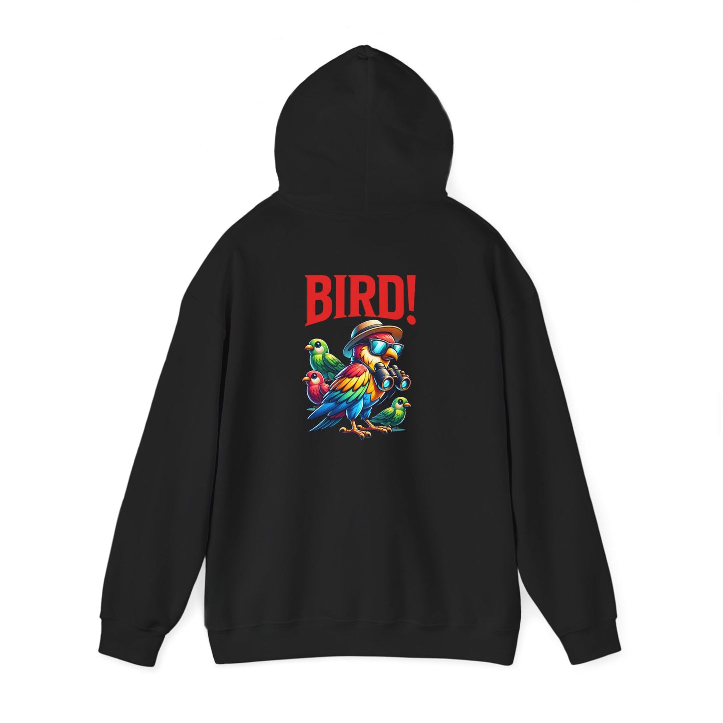 The Nerdy Birder - "Bird!" Back Design Unisex Hoodie - Cozy Sweatshirt for Nature Lovers