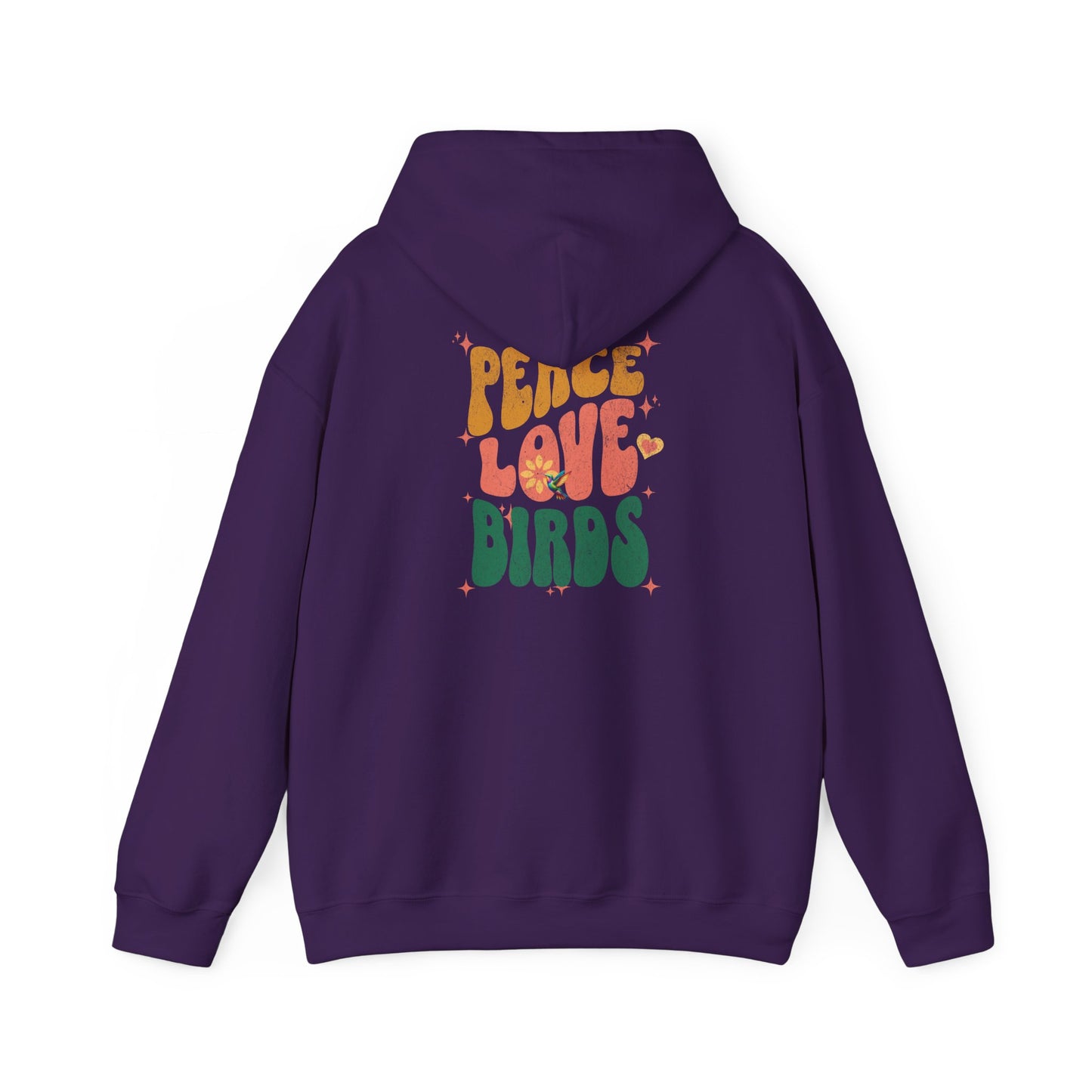 Peace Love Birds Unisex Hoodie Back Design - Cozy Sweatshirt for Nature Lovers