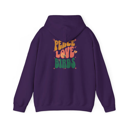 Peace Love Birds Unisex Hoodie Back Design - Cozy Sweatshirt for Nature Lovers