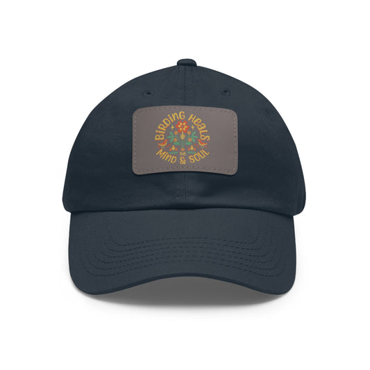 The Nerdy Birder Birding Heals with Leather Patch for Inspired by childhood memories of playful glamour, Stylish Outdoor Cap, Gift for Bird Watching Enthusiasts, Casual Fashion Accessory