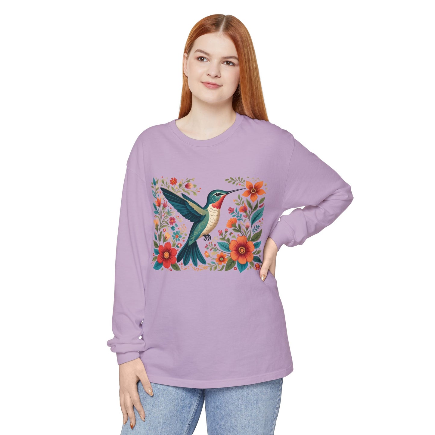 Hummingbird In Bloom Long Sleeve T-Shirt
