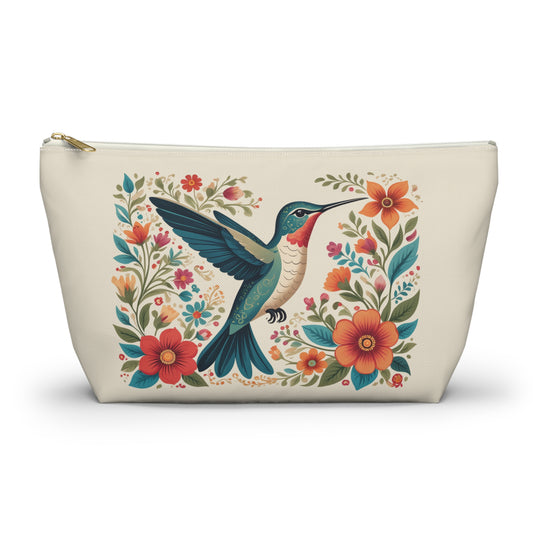Hummingbird In Bloom Accessory Pouch Natural