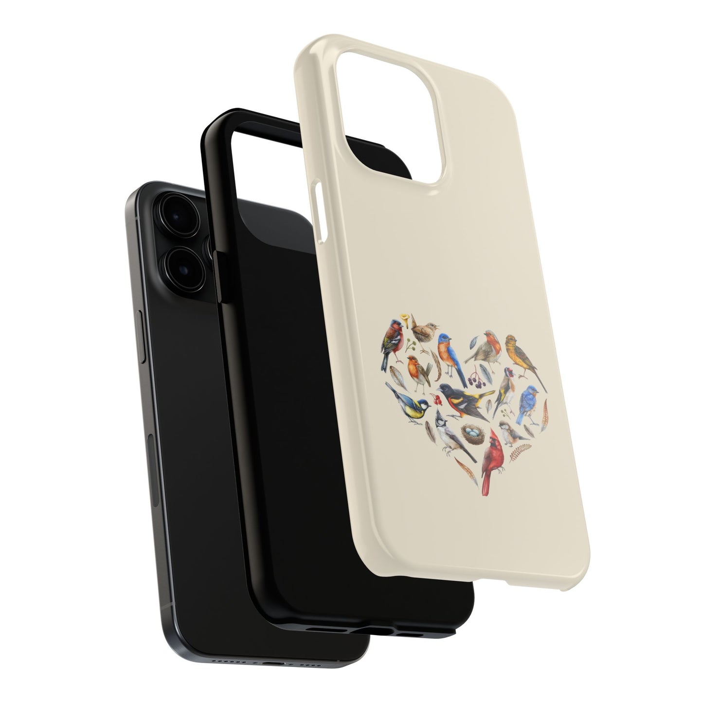 Bird Heart Tough Phone Cases - Cute Wildlife Design, Gift for Nature Enthusiasts, Durable Cases for Birdwatching