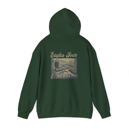 The Nerdy Birder - Eagle Soars Back Design Unisex Hoodie - Cozy Sweatshirt for Nature Lovers