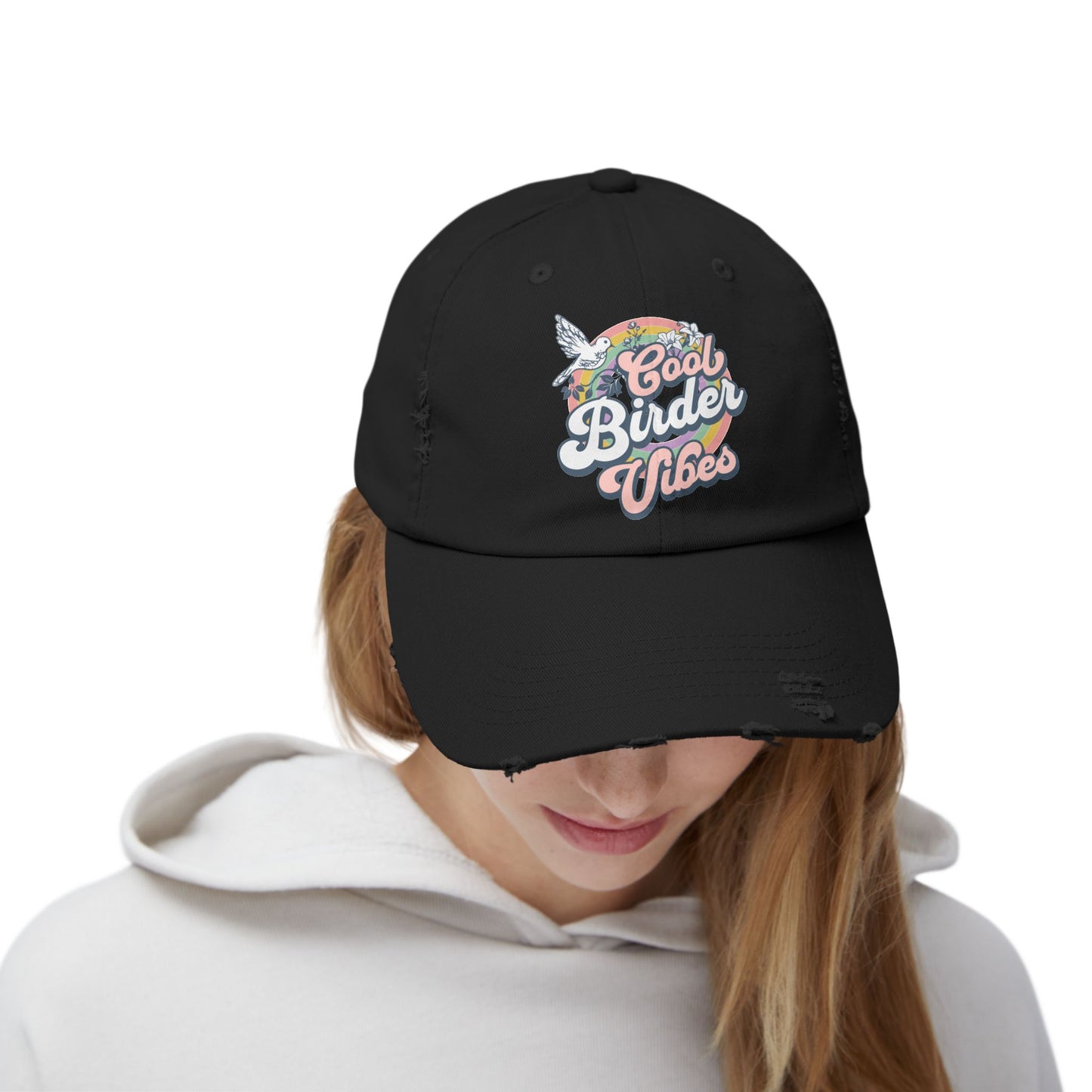 The Nerdy Birder Cool Birder Vibes Vintage Style Hat - Unisex Distressed Cap
