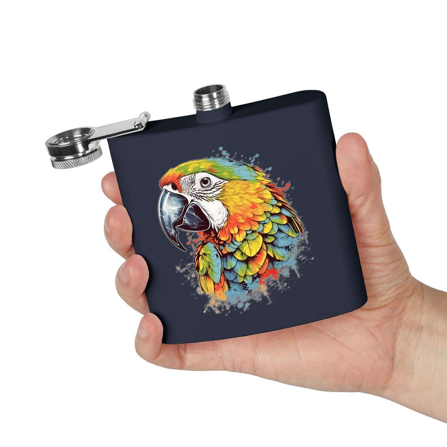 Colorful Parrot Stainless Steel Flask - 6oz