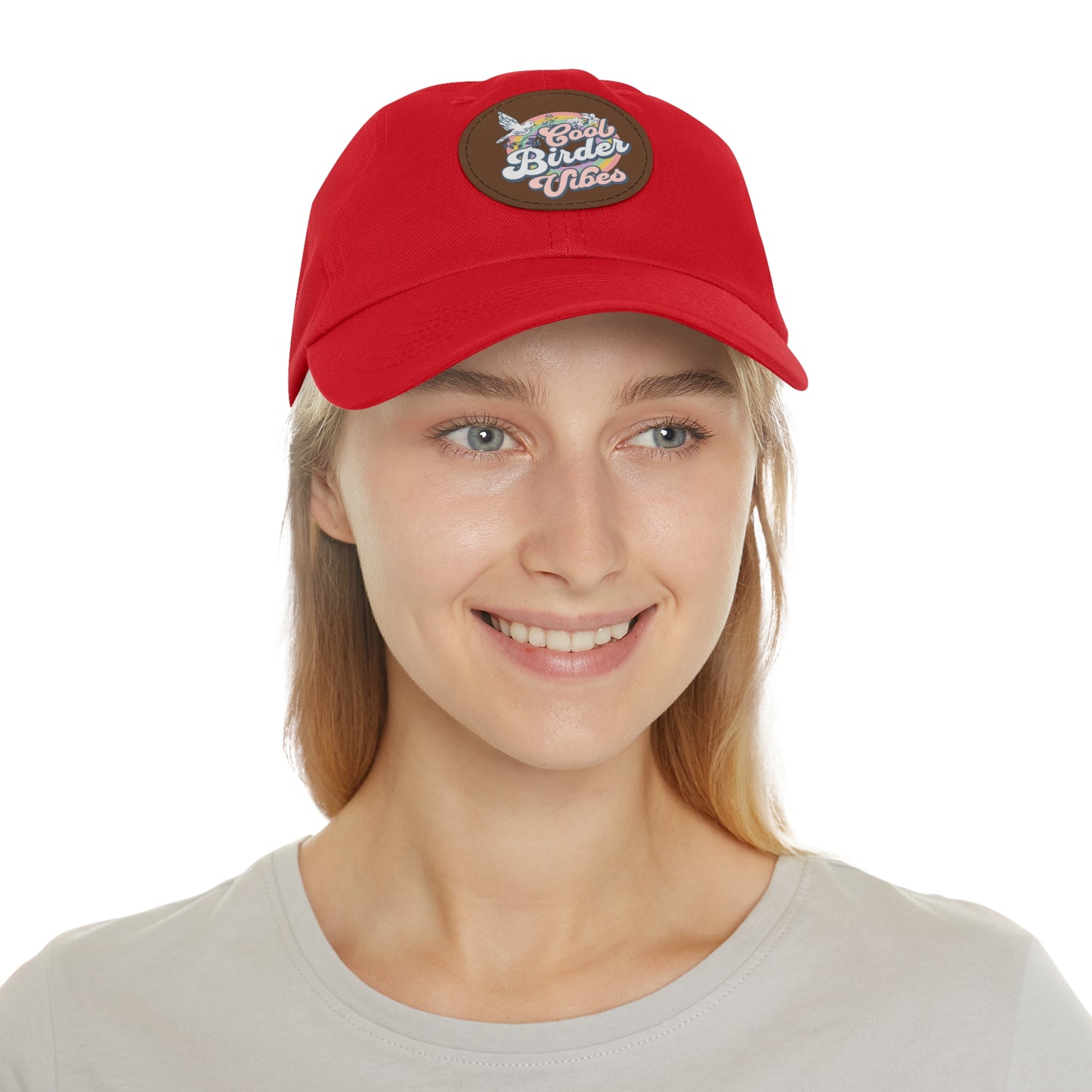 The Nerdy Birder - "Cool Birder Vibes" Dad Hat, Leather Patch Cap, Perfect Gift for Dads, Nature Lovers, Casual Style Cap, Summer Accessories