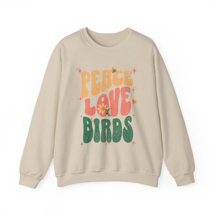 Peace Love Birds Crewneck Sweatshirt - Unisex Cozy Fashion for Nature Lovers