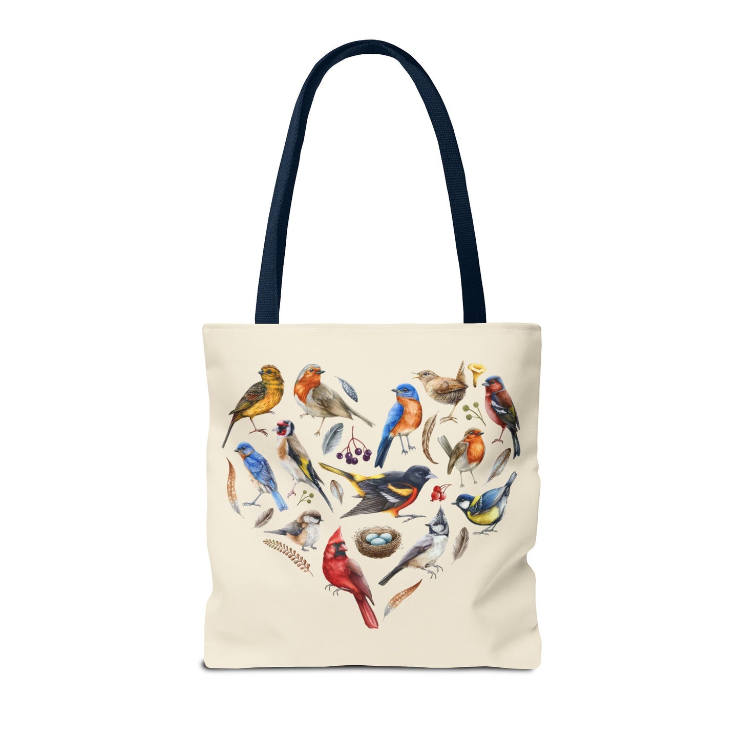 Heart of Birds Tote Bag - Natural color - Heart Design for Nature Enthusiasts
