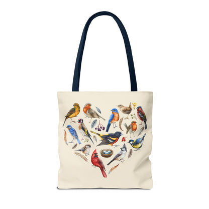 Heart of Birds Tote Bag - Natural color - Heart Design for Nature Enthusiasts