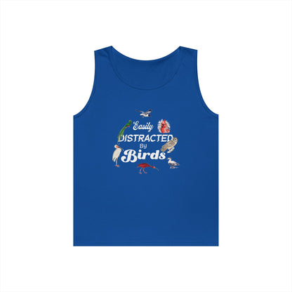 The Nerdy Birder Easily Distracted By Birds Tank Top, Gift for Bird Lovers, Unisex Summer Wear, Nature Lover's Apparel, Fun Casual Tank