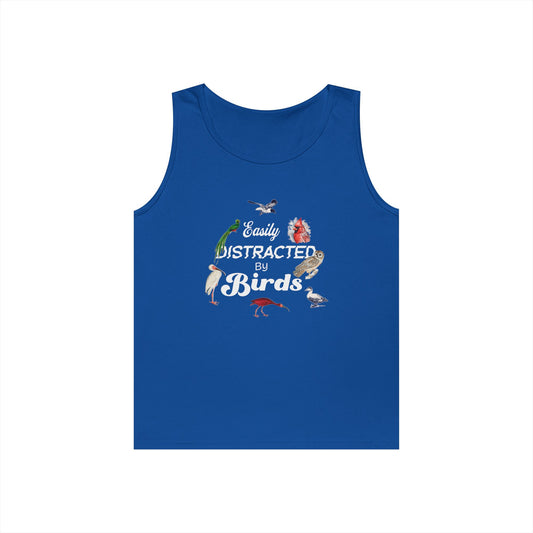 Easily Distracted By Birds Tank Top, Gift for Bird Lovers, Unisex Summer Wear, Nature Lover's Apparel, Fun Casual Tank