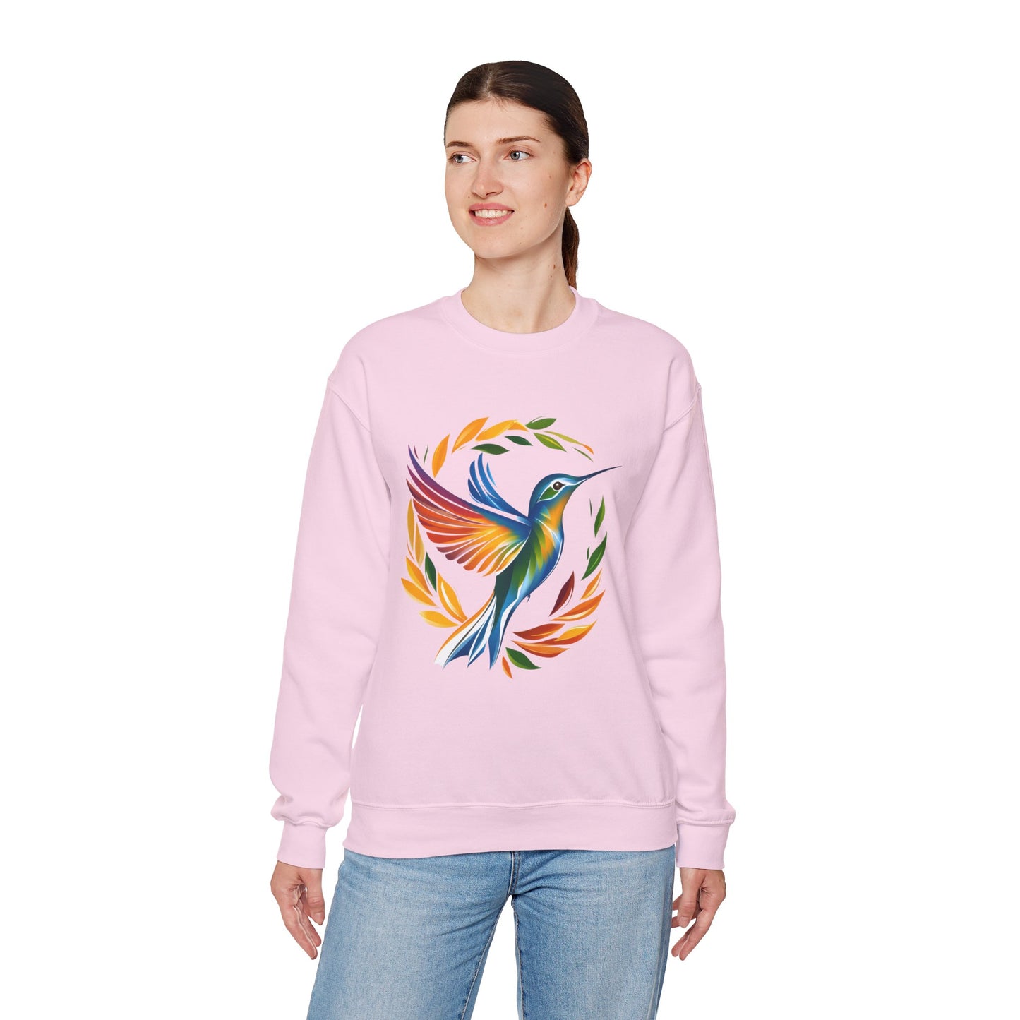 Hummingbird Rainbow Graphic Unisex Crewneck Sweatshirt