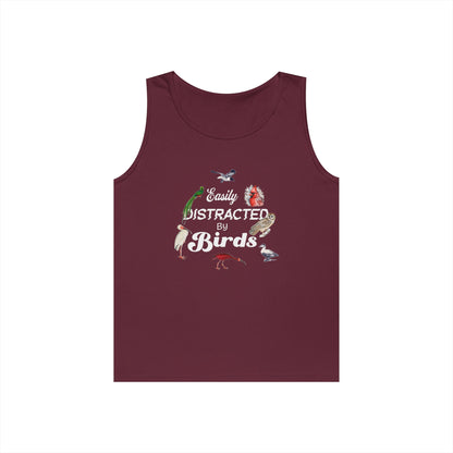The Nerdy Birder Easily Distracted By Birds Tank Top, Gift for Bird Lovers, Unisex Summer Wear, Nature Lover's Apparel, Fun Casual Tank