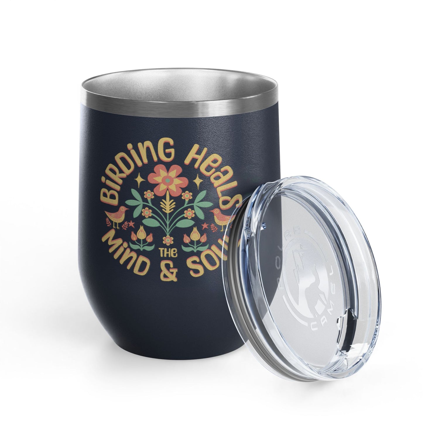 The Nerdy Birder Birding Heals The Mind And Soul Wine Tumbler, 12oz