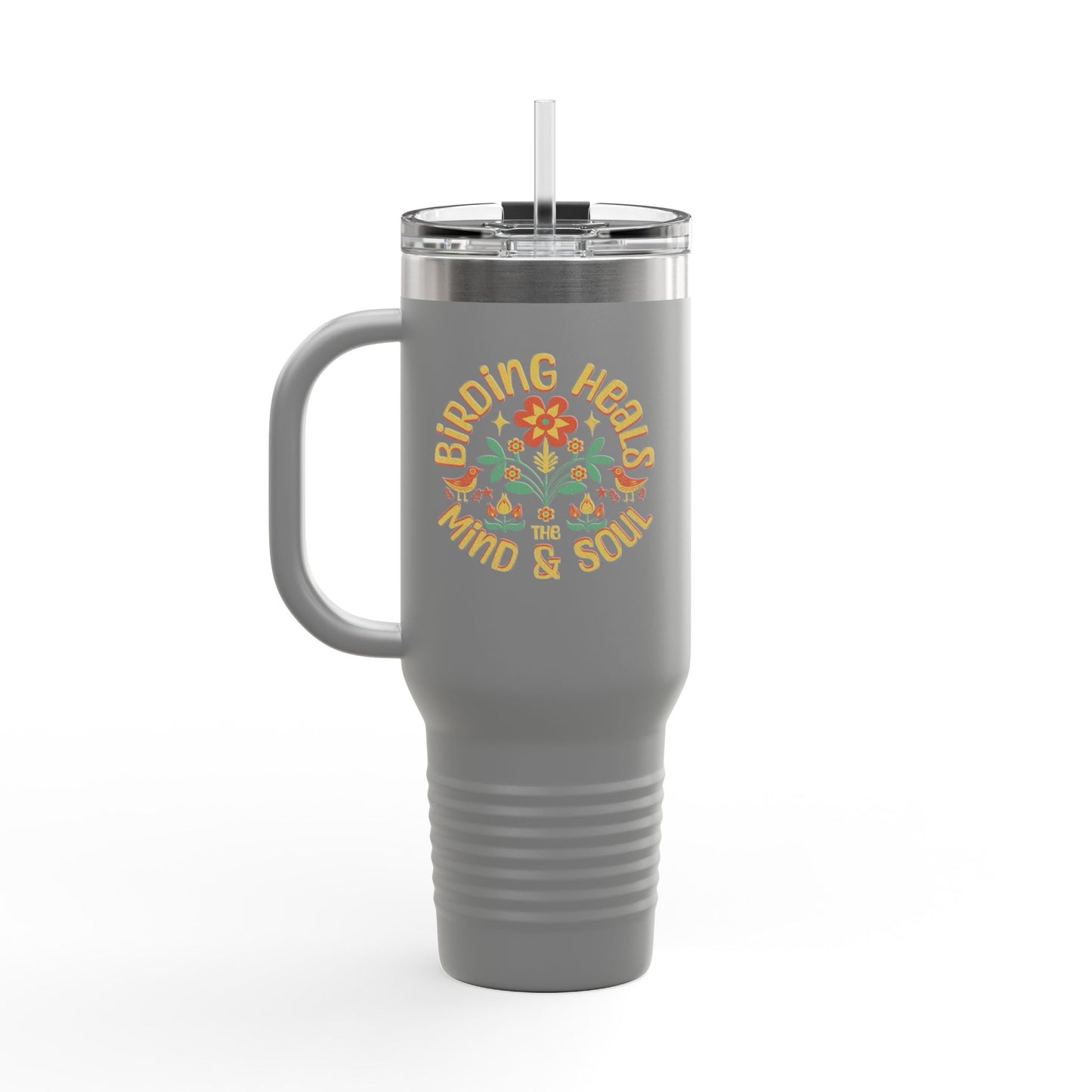 The Nerdy Birder Birding Heals  Insulated Travel Mug, 40oz