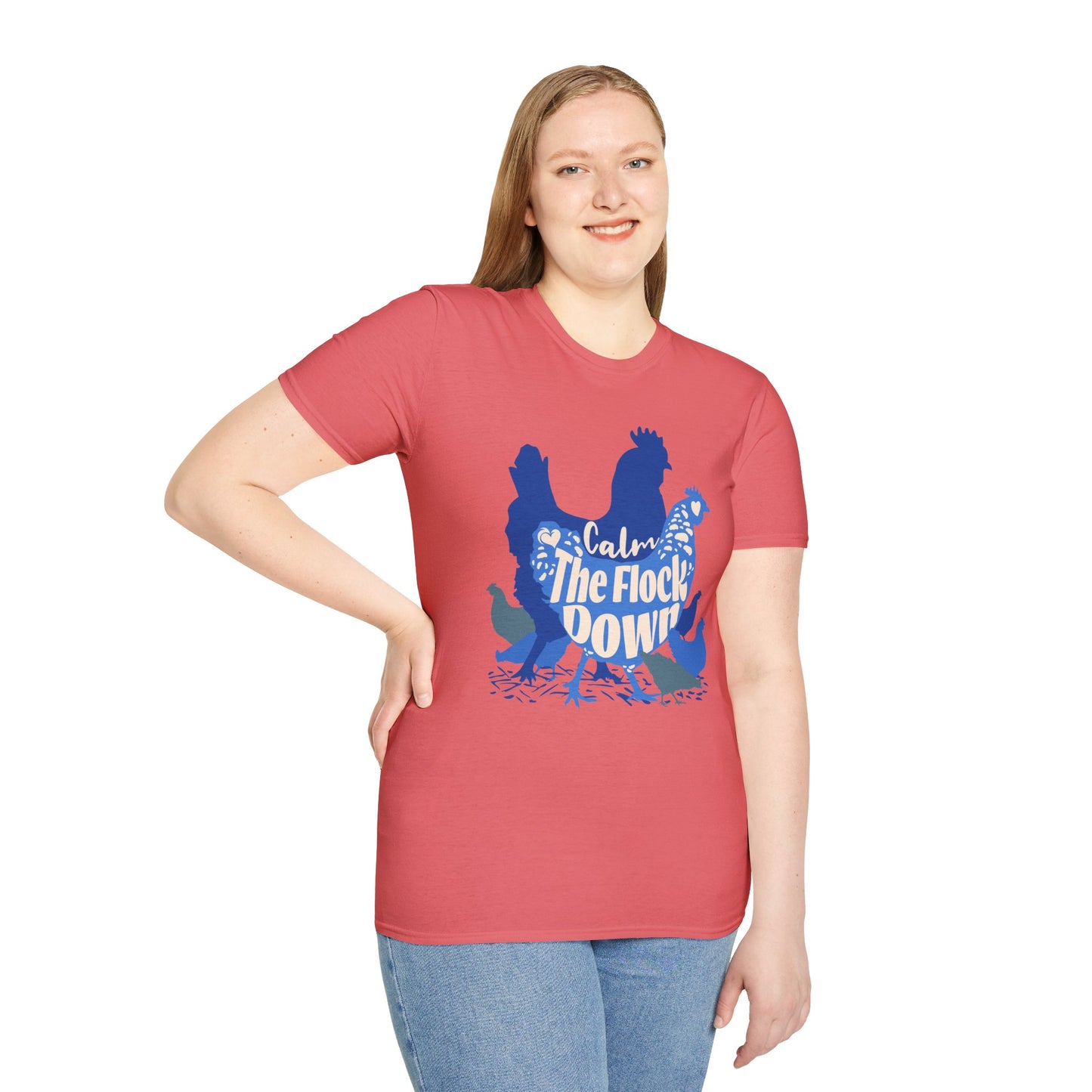 Calm The Flock Down Unisex Softstyle T-Shirt - Retro Vibe Tee for Casual Wear