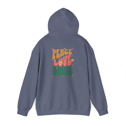 Peace Love Birds Unisex Hoodie Back Design - Cozy Sweatshirt for Nature Lovers