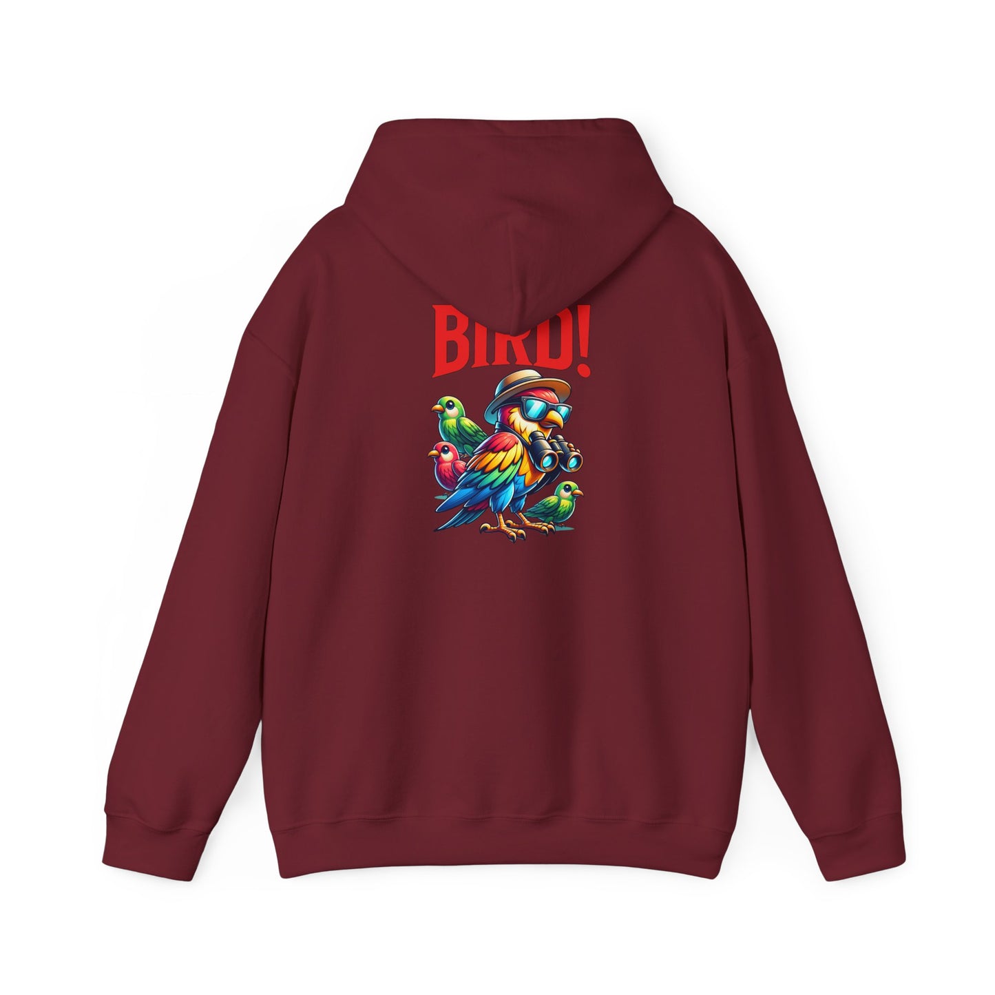 The Nerdy Birder - "Bird!" Back Design Unisex Hoodie - Cozy Sweatshirt for Nature Lovers