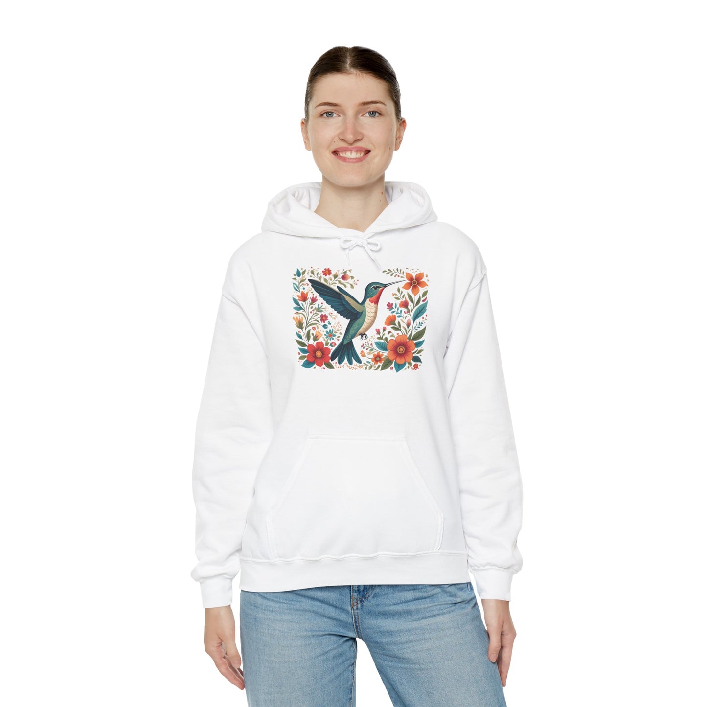 Hummingbird In Bloom Hoodie - Cozy Sweatshirt for Nature Lovers