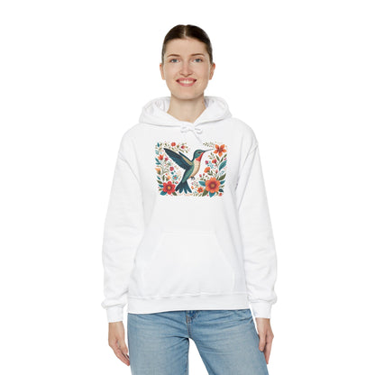 Hummingbird In Bloom Hoodie - Cozy Sweatshirt for Nature Lovers