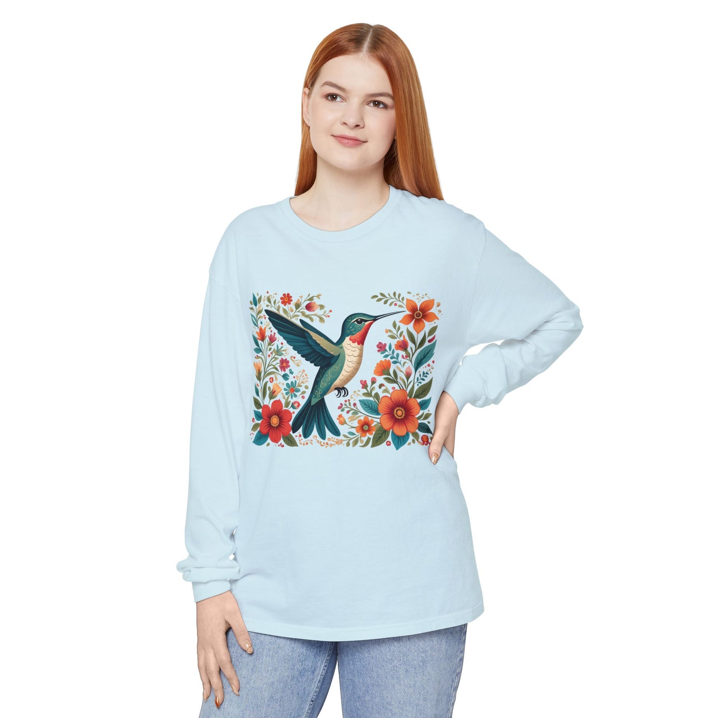 Hummingbird In Bloom Long Sleeve T-Shirt