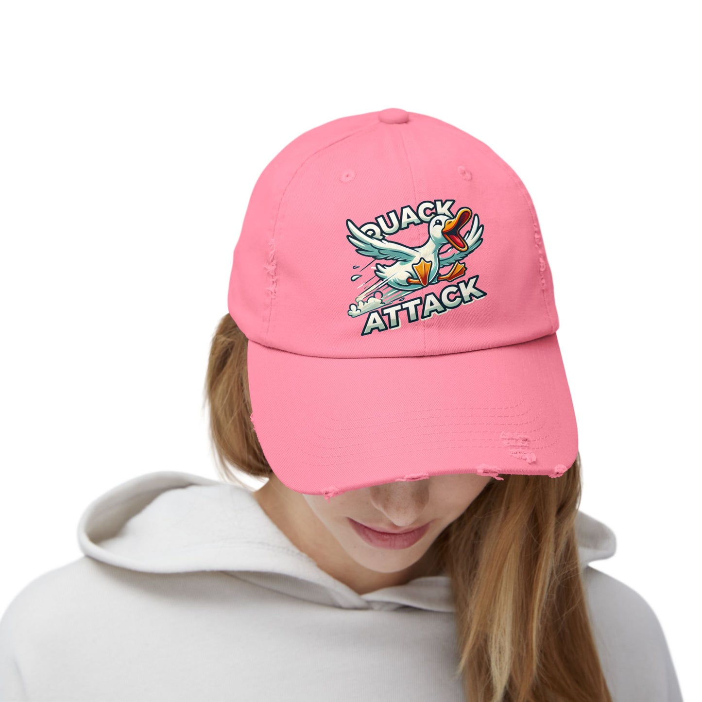 The Nerdy Birder Quack Attack Vintage Style Hat - Unisex Distressed Cap