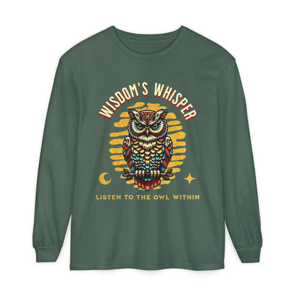 Wisdom's Whisper Owl Long Sleeve T-Shirt for Unisex - Listen to the Owl Within, Perfect Gift for Nature Lovers