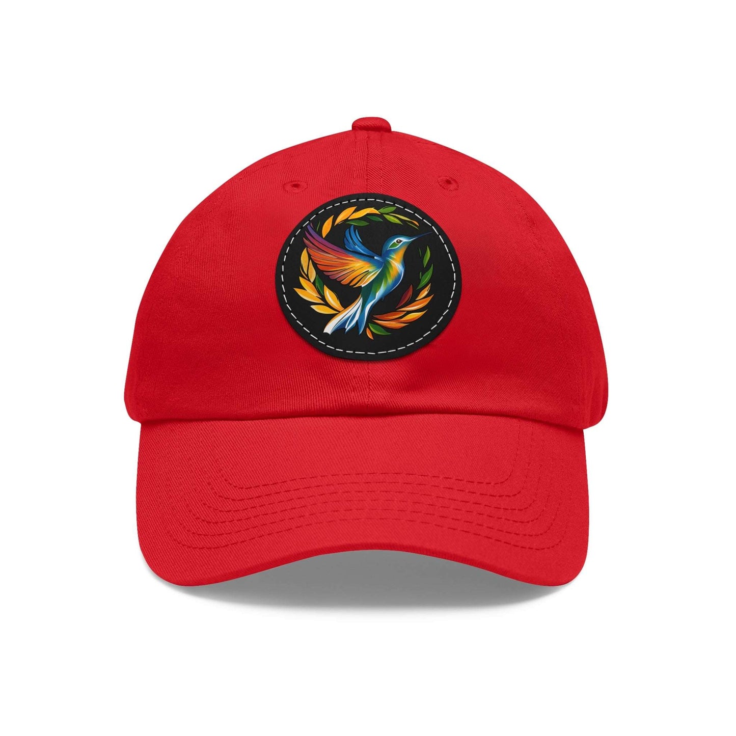 The Nerdy Birder - Modern Rainbow Hummingbird Dad Hat, Leather Patch Cap, Perfect Gift for Dads, Nature Lovers, Casual Style Cap, Summer Accessories