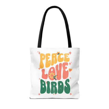 Peace Love Birds Tote Bag – Eco-Friendly Canvas Bag for Nature Lovers