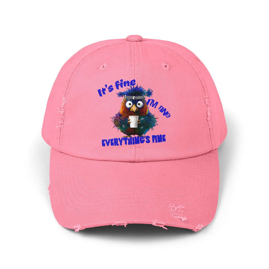 The Nerdy Birder It's Fine Everything's Fine e Vintage Style Hat - Unisex Distressed Cap