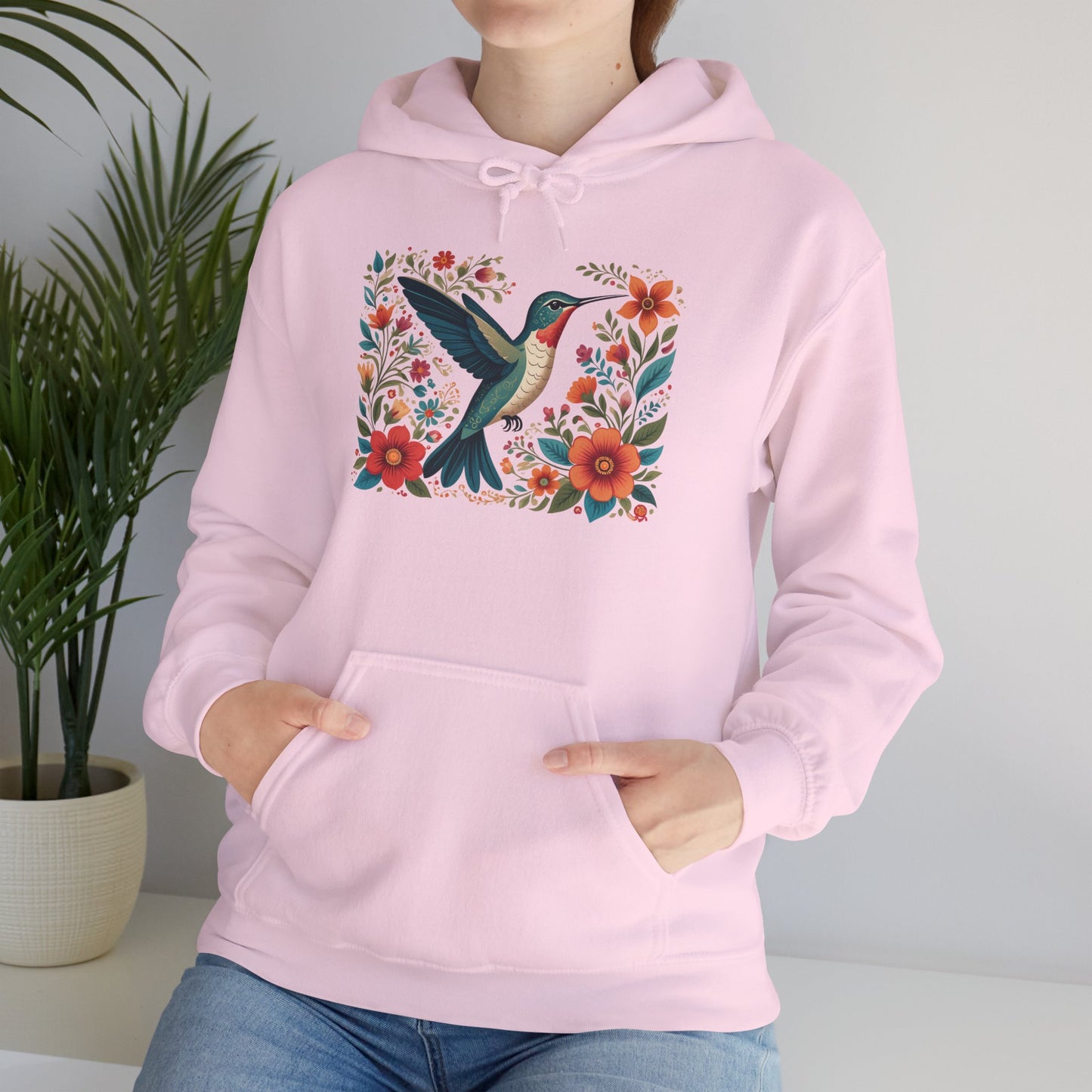 Hummingbird In Bloom Hoodie - Cozy Sweatshirt for Nature Lovers