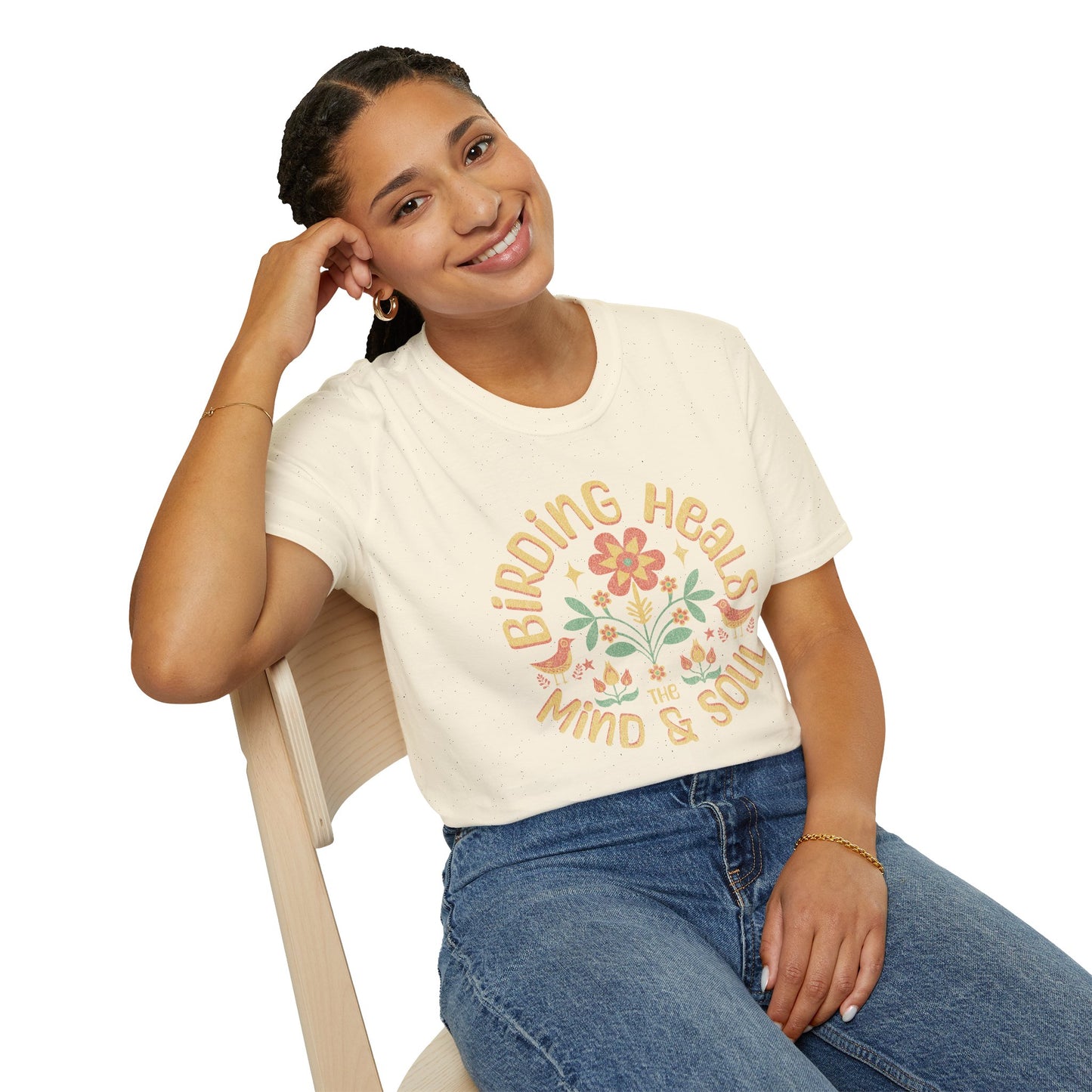 Birding Heals the Mind & Soul – Bird Lover Folk Art T-Shirt