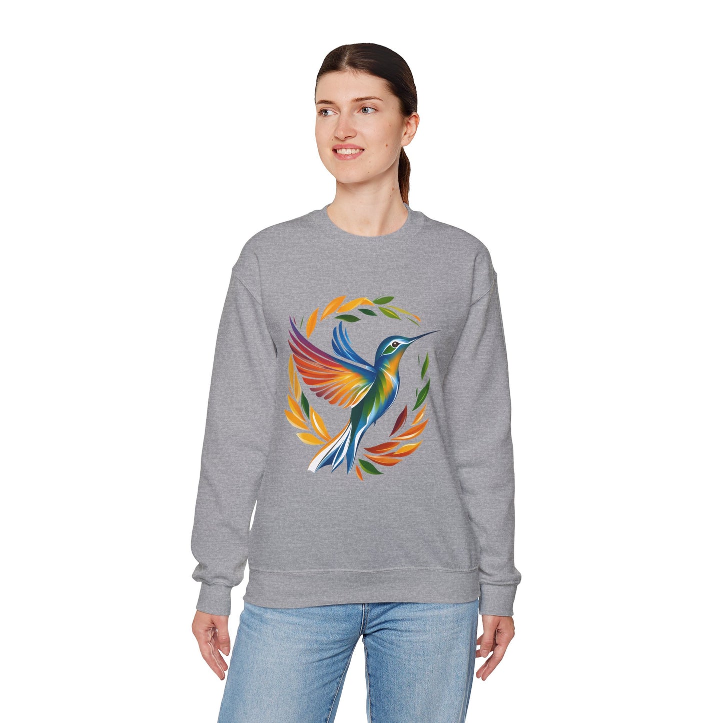 Hummingbird Rainbow Graphic Unisex Crewneck Sweatshirt
