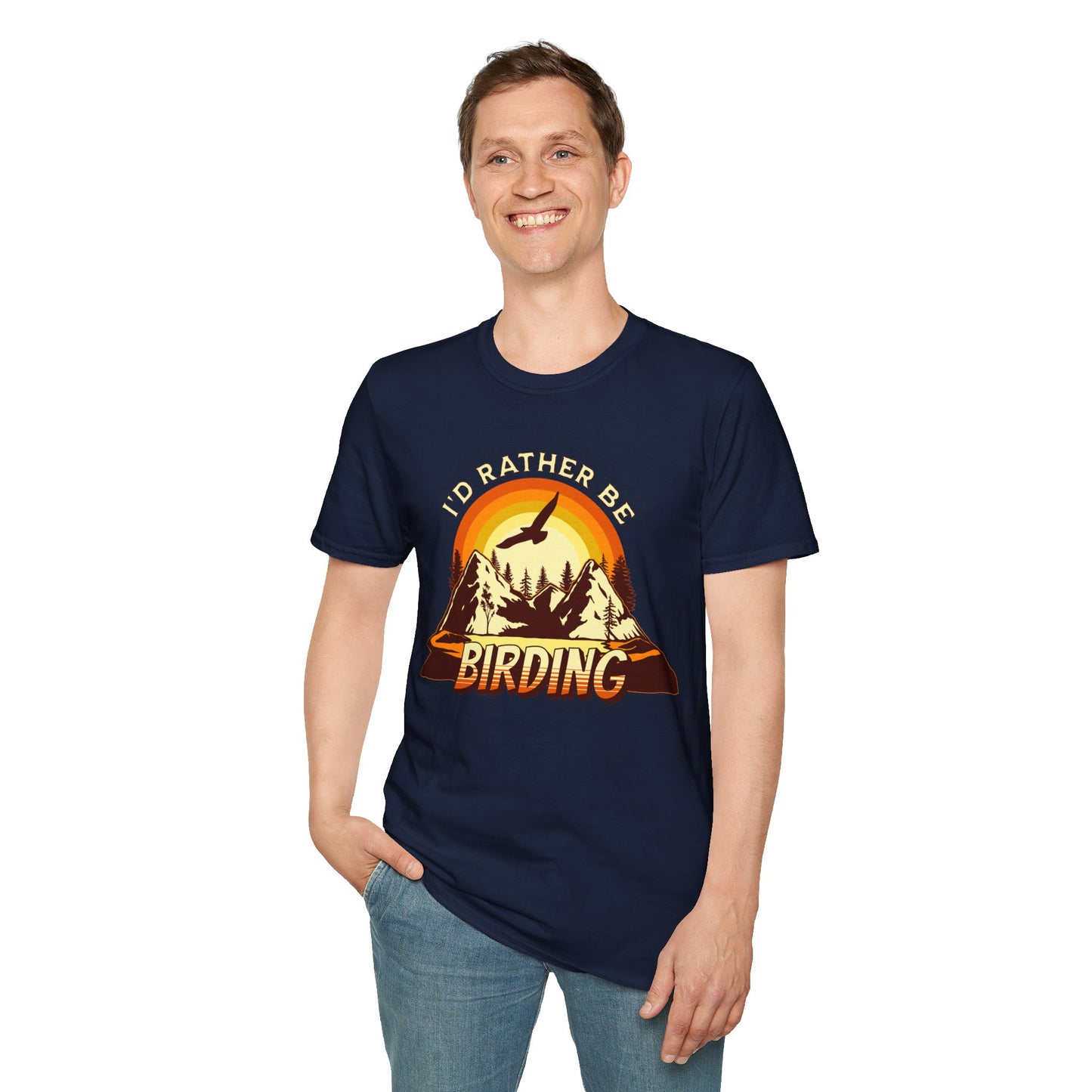 I'd Rather Be Birding Unisex Softstyle T-Shirt - Perfect for Birdwatchers