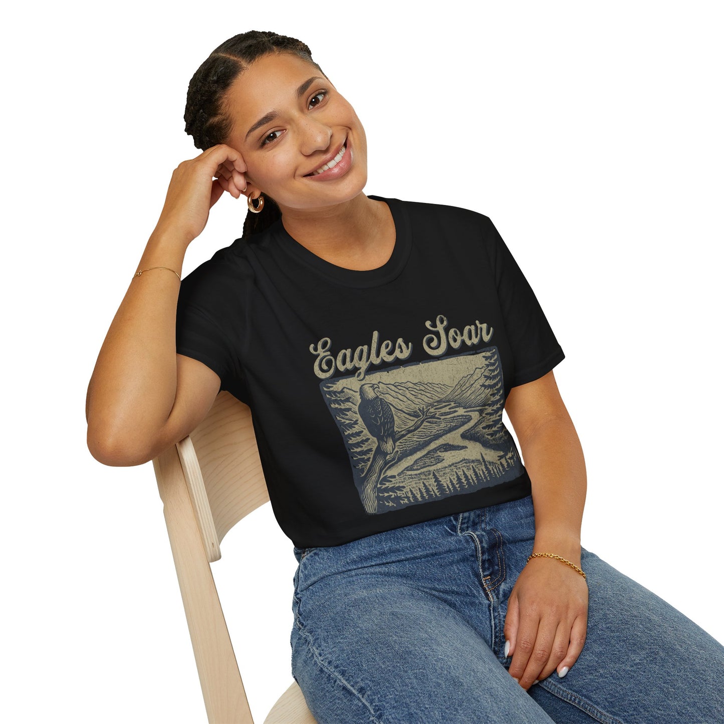 Eagles Soar Unisex Softstyle T-Shirt - Nature Inspired Graphic Tee