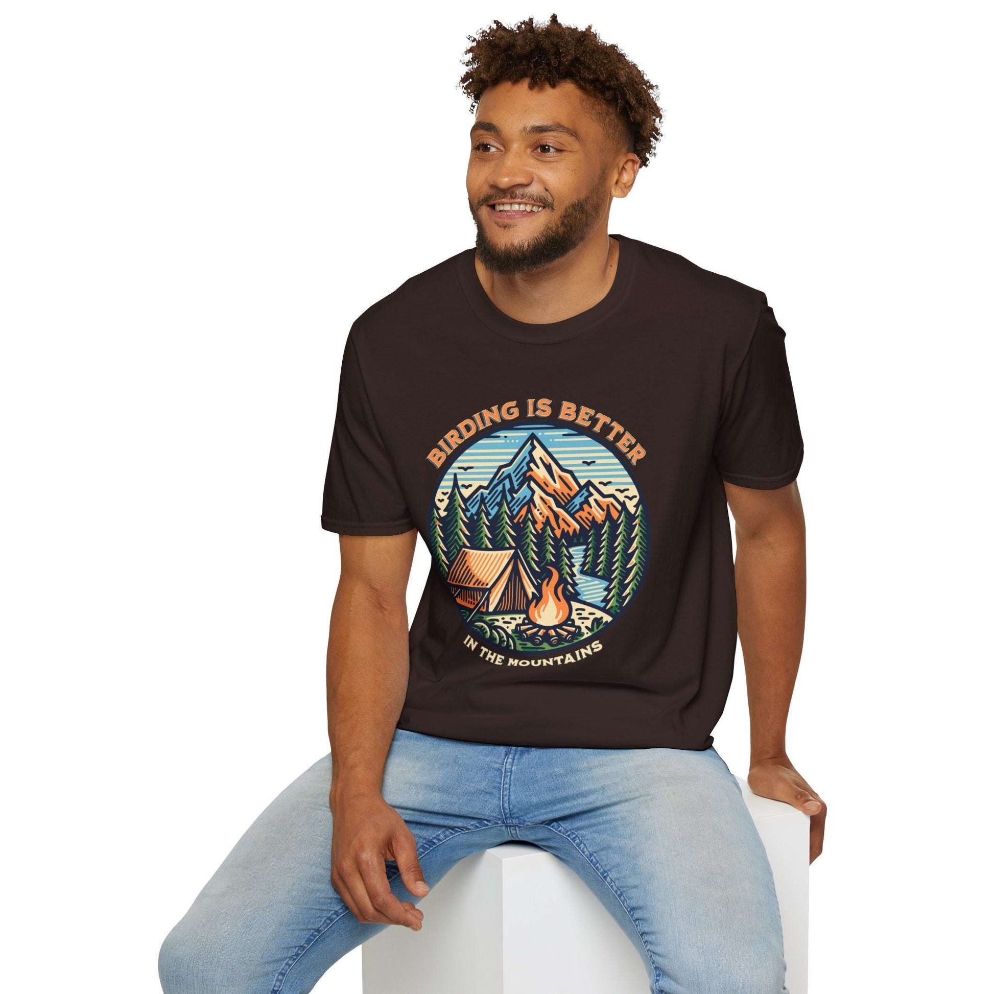 Birding in The Mountains Unisex Softstyle T-Shirt - Nature Lover's Gift