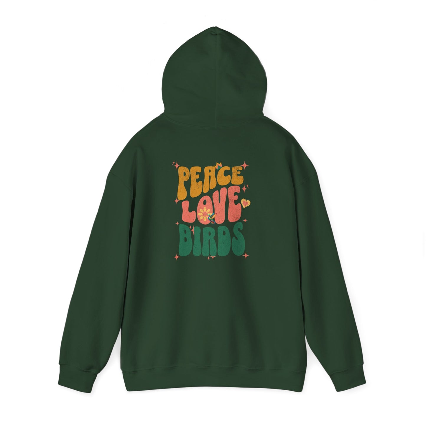 Peace Love Birds Unisex Hoodie Back Design - Cozy Sweatshirt for Nature Lovers